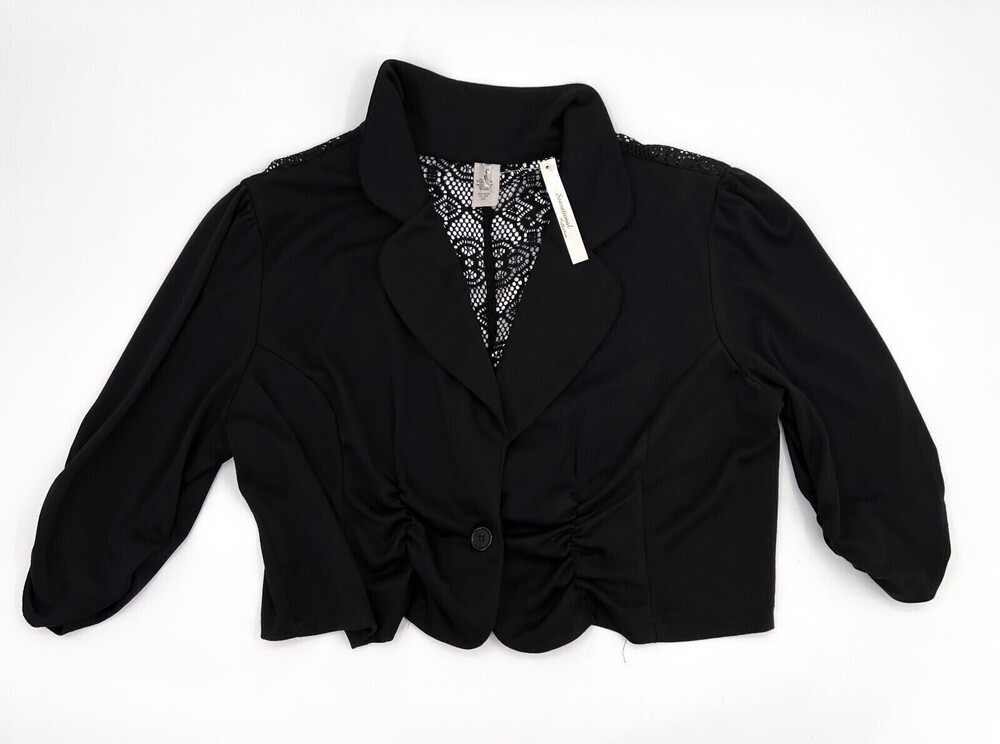 Sensational Collection Cardigan Sweater Womens Teens 3XL Black Long Sleeve Crop